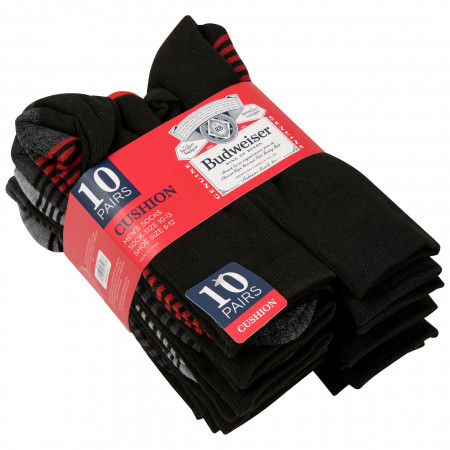 Budweiser Logos Men's Athletic Crew Socks 10-Pair Multipack